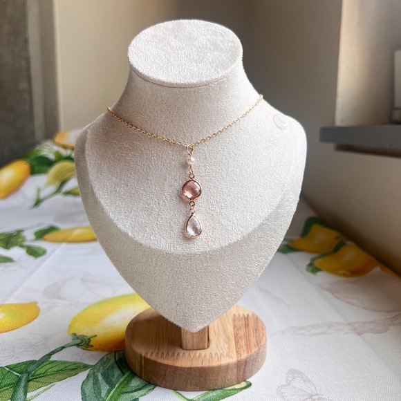 Boho Bridal Necklace Peach Teardrop Bridgerton Jewelry Victorian Romantic 25$